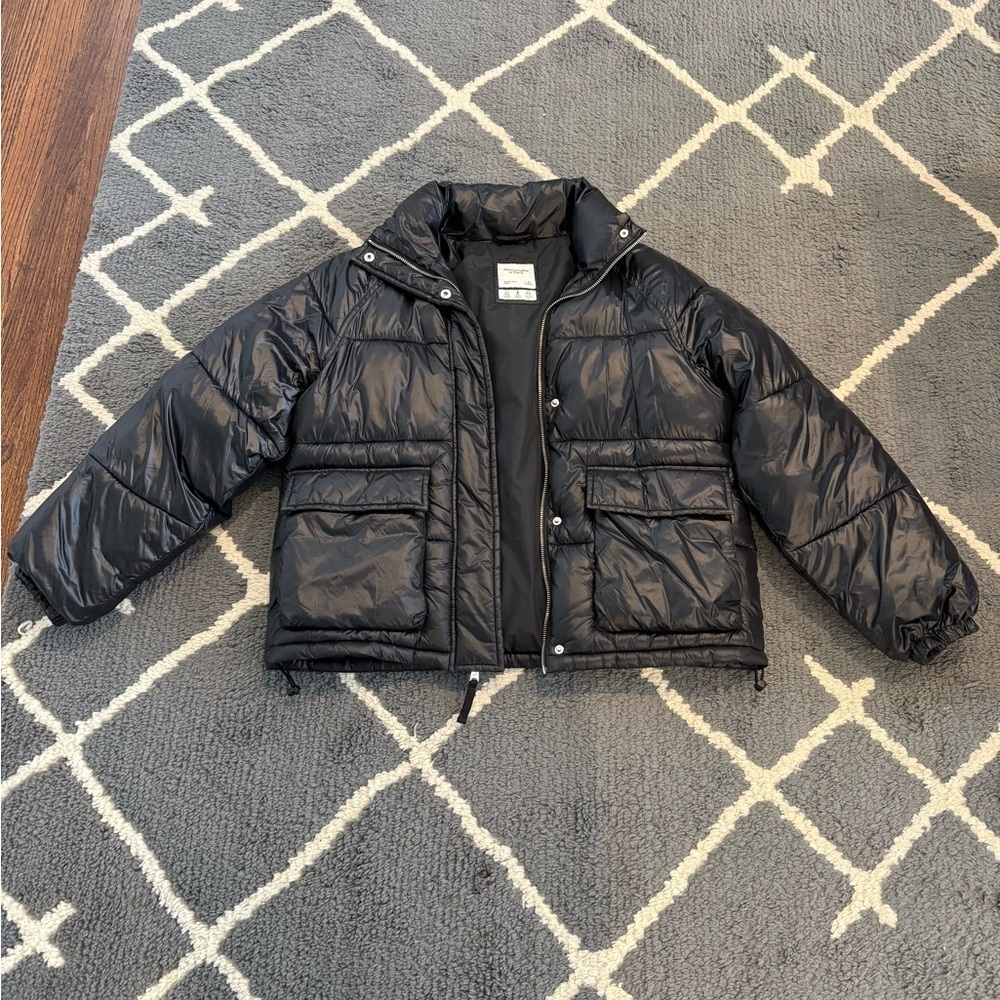 Abercrombie and Fitch Shiny Black Puffer Jacket